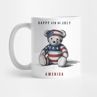 Patriotic Teddy Bear - Happy 4th of July Mug